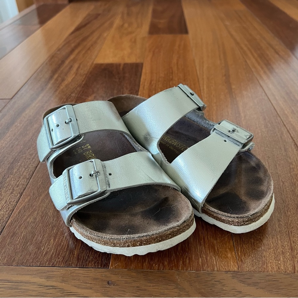 Birkenstock Silver Buckle Sandals
